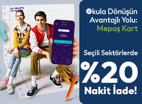 Mepaş Sanal Kartlılara Okula Dönüşte %20 Nakit İade!